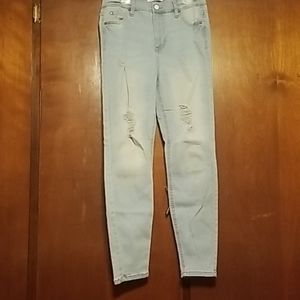 Celebrity pink ripped jeans